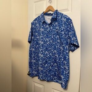 Columbia Royal Blue & White Floral-Print Polo